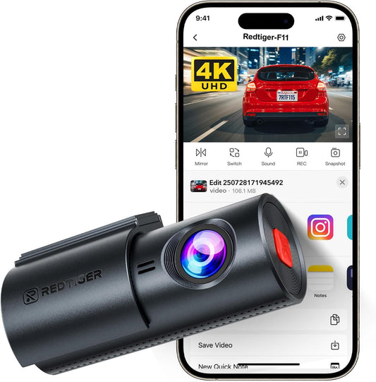 Redtiger F11 4K Mini Dashcam WiFi