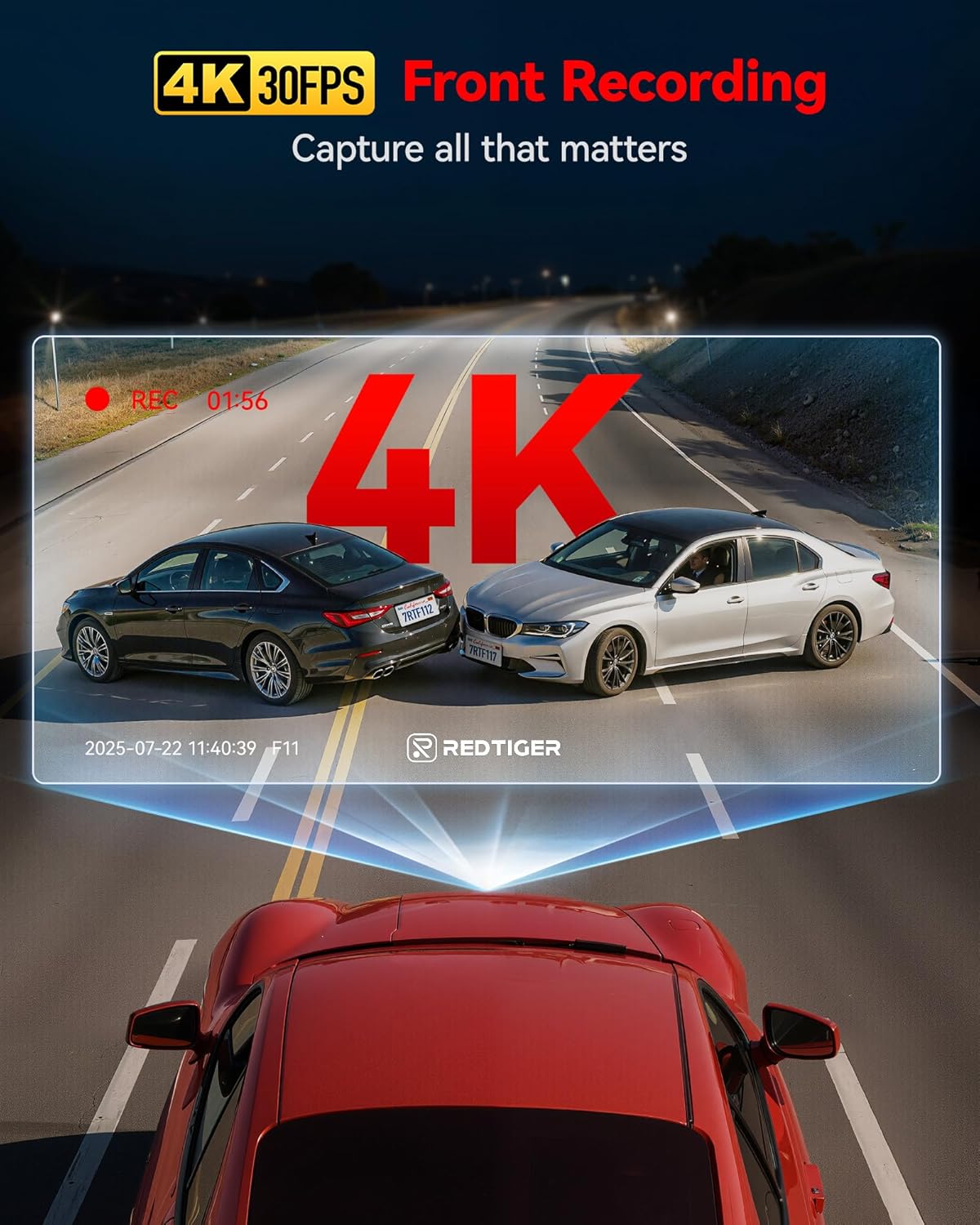 Redtiger F11 4K Mini Dashcam WiFi