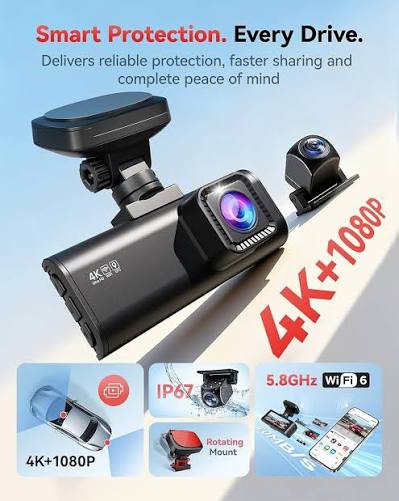 Redtiger F7 4K Dual Camera Dashcam Front and Rear WiFi